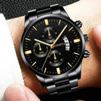 Men’s Black Stainless Steel Quartz Luxury Watch