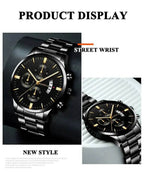 Men’s Black Stainless Steel Quartz Luxury Watch
