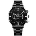 Men’s Black Stainless Steel Quartz Luxury Watch Black Black
