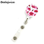 Red Flowers Art Retractable Badge Reel Lanyard Nurse ID Business Credit Card Work Card Badge Holder Office Student Clips ID Card 2