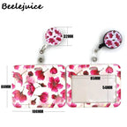 Red Flowers Art Retractable Badge Reel Lanyard Nurse ID Business Credit Card Work Card Badge Holder Office Student Clips ID Card