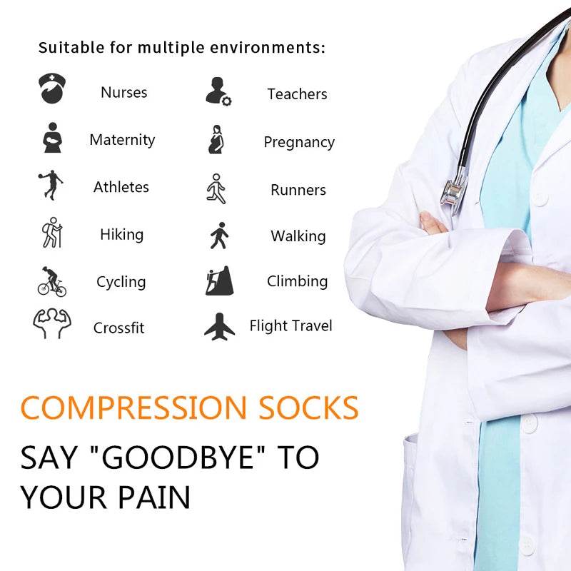 Compression Socks Men Women Running Sports Compression Stocking For Anti Fatigue Pain Relief Knee Prevent Varicose Veins Socks