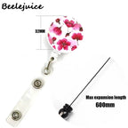 Red Flowers Art Retractable Badge Reel Lanyard Nurse ID Business Credit Card Work Card Badge Holder Office Student Clips ID Card