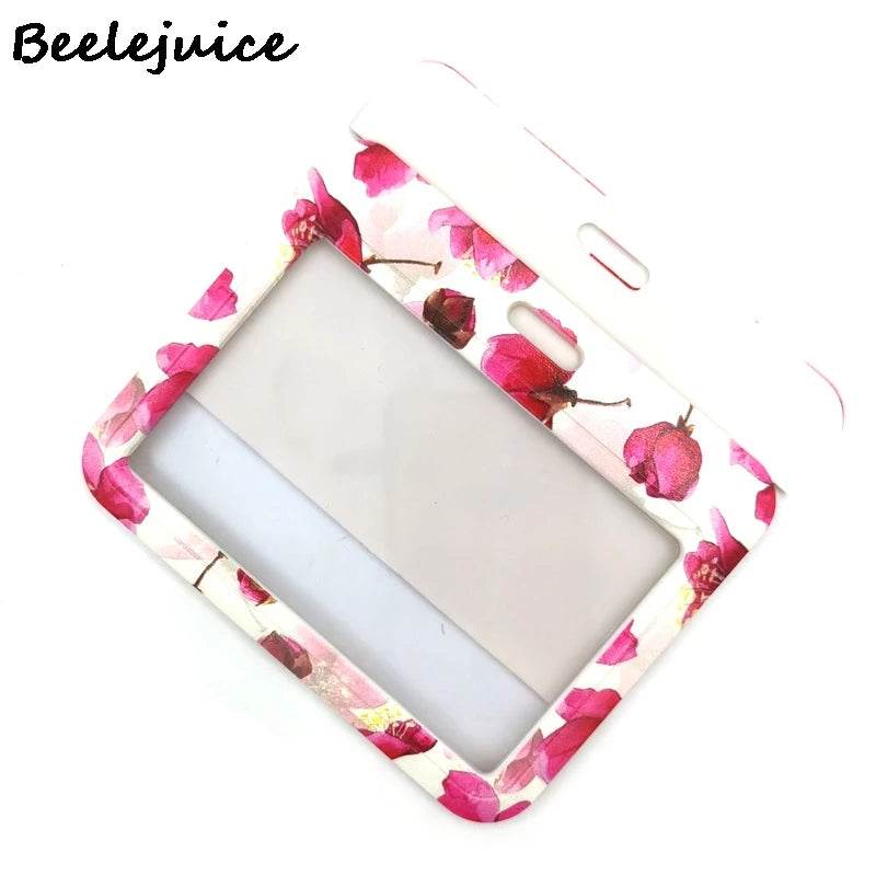 Red Flowers Art Retractable Badge Reel Lanyard Nurse ID Business Credit Card Work Card Badge Holder Office Student Clips ID Card