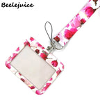 Red Flowers Art Retractable Badge Reel Lanyard Nurse ID Business Credit Card Work Card Badge Holder Office Student Clips ID Card