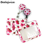 Red Flowers Art Retractable Badge Reel Lanyard Nurse ID Business Credit Card Work Card Badge Holder Office Student Clips ID Card