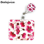 Red Flowers Art Retractable Badge Reel Lanyard Nurse ID Business Credit Card Work Card Badge Holder Office Student Clips ID Card 7