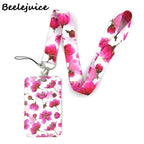 Red Flowers Art Retractable Badge Reel Lanyard Nurse ID Business Credit Card Work Card Badge Holder Office Student Clips ID Card