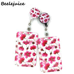 Red Flowers Art Retractable Badge Reel Lanyard Nurse ID Business Credit Card Work Card Badge Holder Office Student Clips ID Card