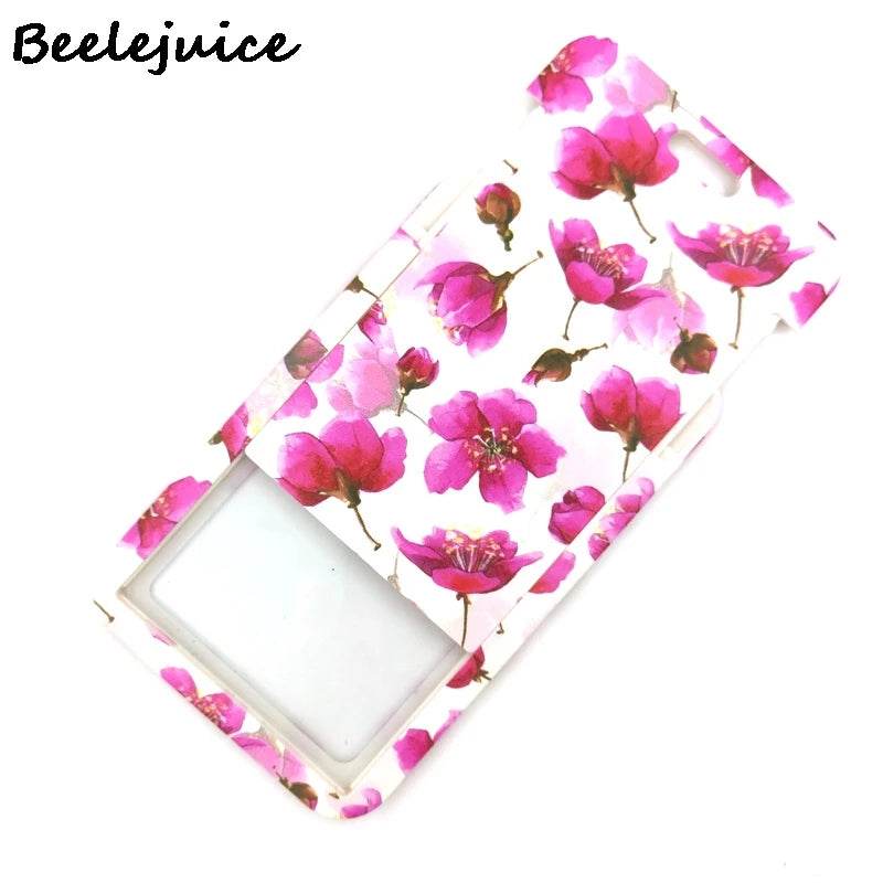 Red Flowers Art Retractable Badge Reel Lanyard Nurse ID Business Credit Card Work Card Badge Holder Office Student Clips ID Card Card holder