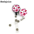 Red Flowers Art Retractable Badge Reel Lanyard Nurse ID Business Credit Card Work Card Badge Holder Office Student Clips ID Card