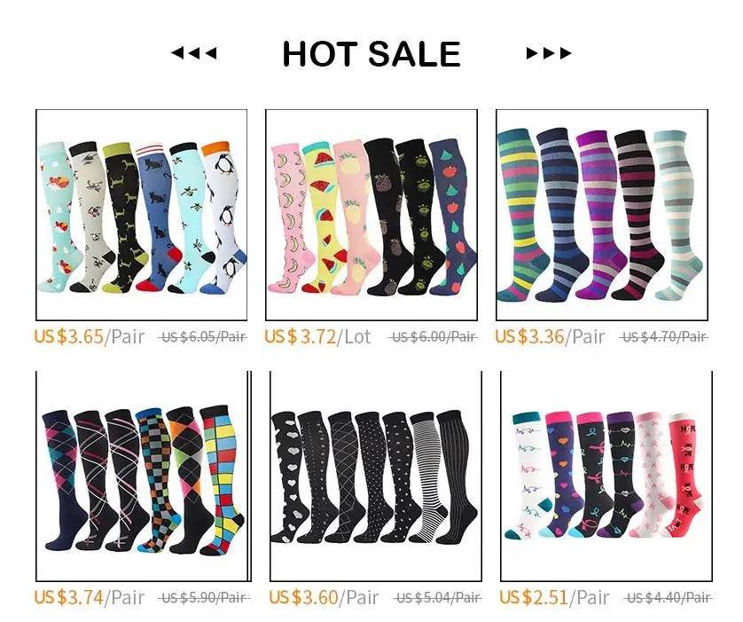 Compression Socks Men Women Running Sports Compression Stocking For Anti Fatigue Pain Relief Knee Prevent Varicose Veins Socks