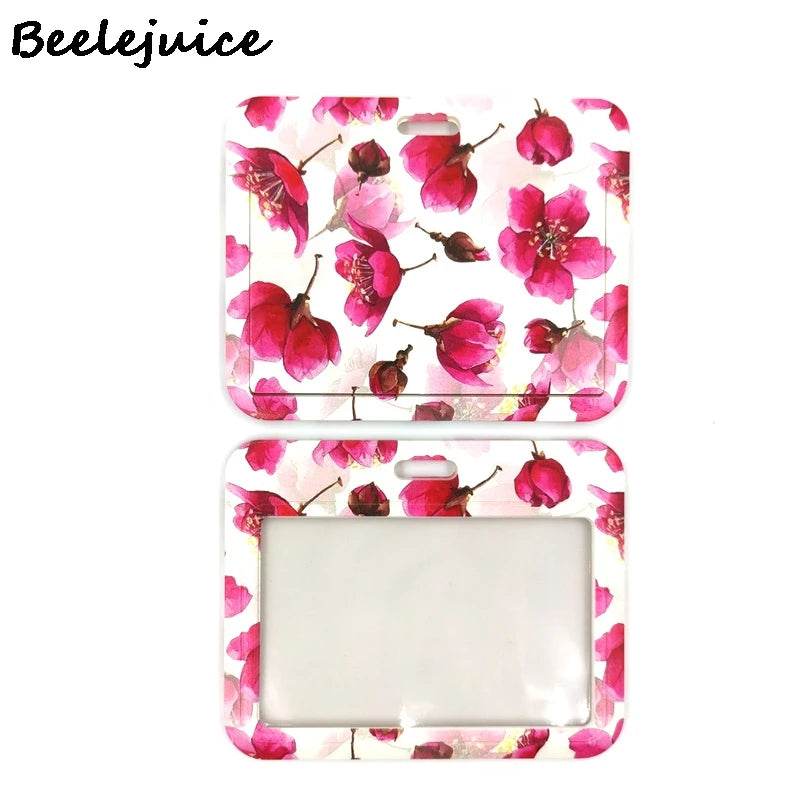 Red Flowers Art Retractable Badge Reel Lanyard Nurse ID Business Credit Card Work Card Badge Holder Office Student Clips ID Card