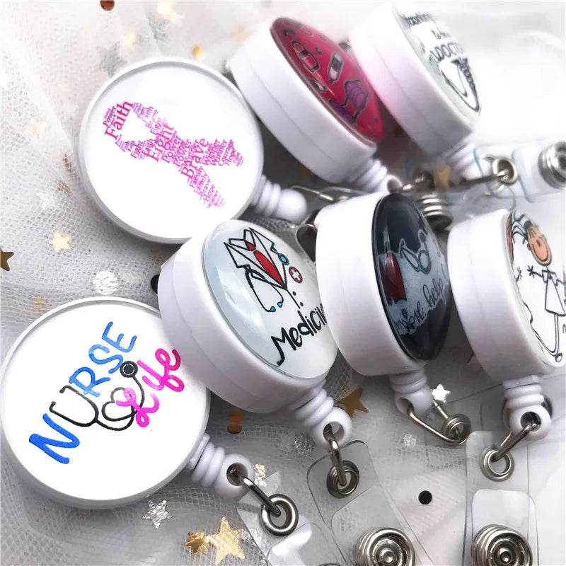 New Arrival Top Quality Retractable Doctor Nurse Badge Reel Fashion Cartoon cute Students ID Card Badge Holder