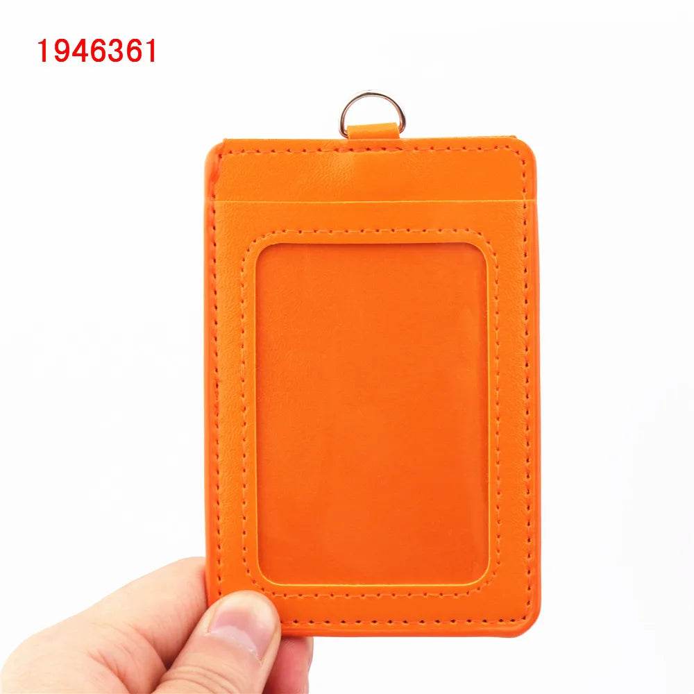 Luxury quality 610 PU Leather material double card sleeve ID Badge Case Clear Bank Credit Card Badge Holder Accessories PU-A5