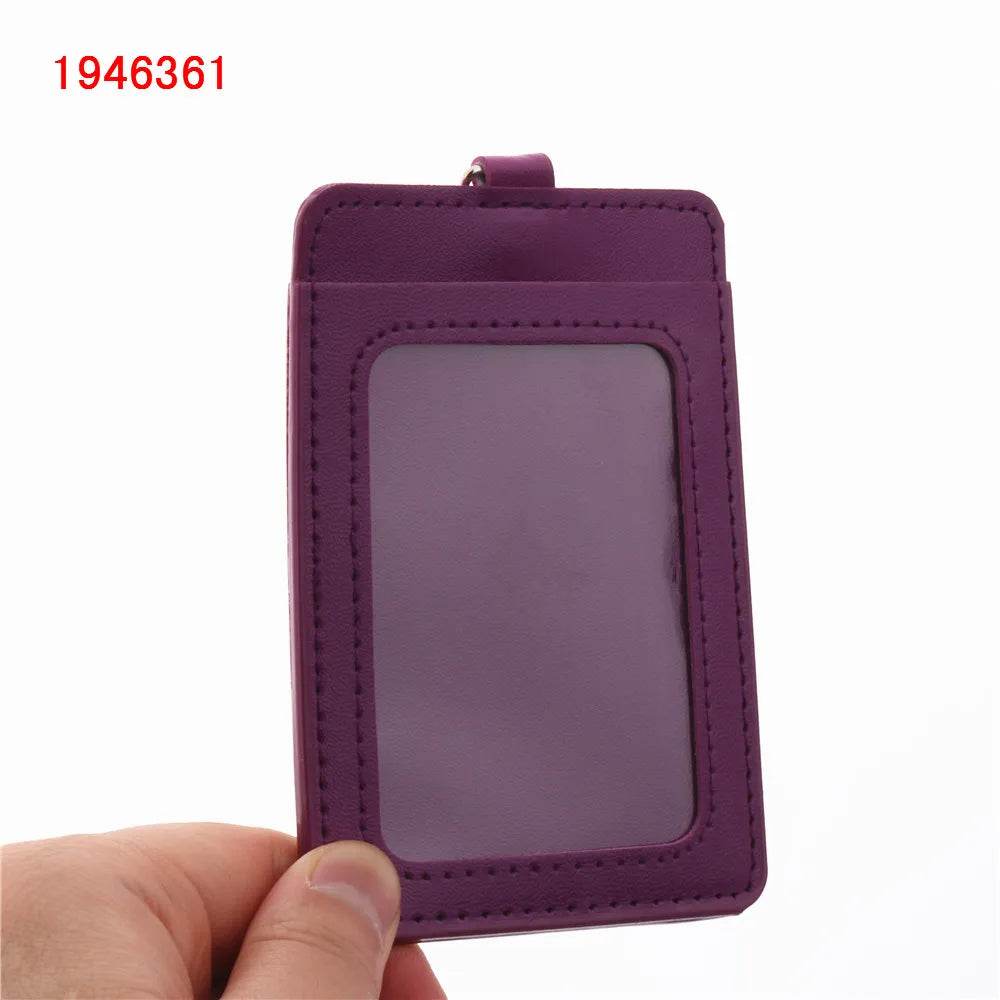 Luxury quality 610 PU Leather material double card sleeve ID Badge Case Clear Bank Credit Card Badge Holder Accessories PU-A9