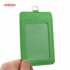Luxury quality 610 PU Leather material double card sleeve ID Badge Case Clear Bank Credit Card Badge Holder Accessories PU-A8