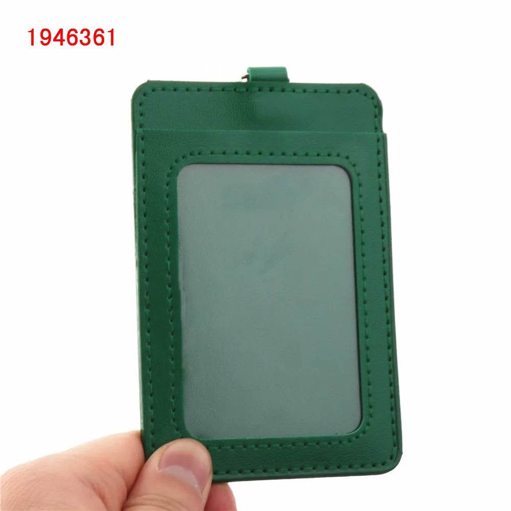 Luxury quality 610 PU Leather material double card sleeve ID Badge Case Clear Bank Credit Card Badge Holder Accessories PU-A11