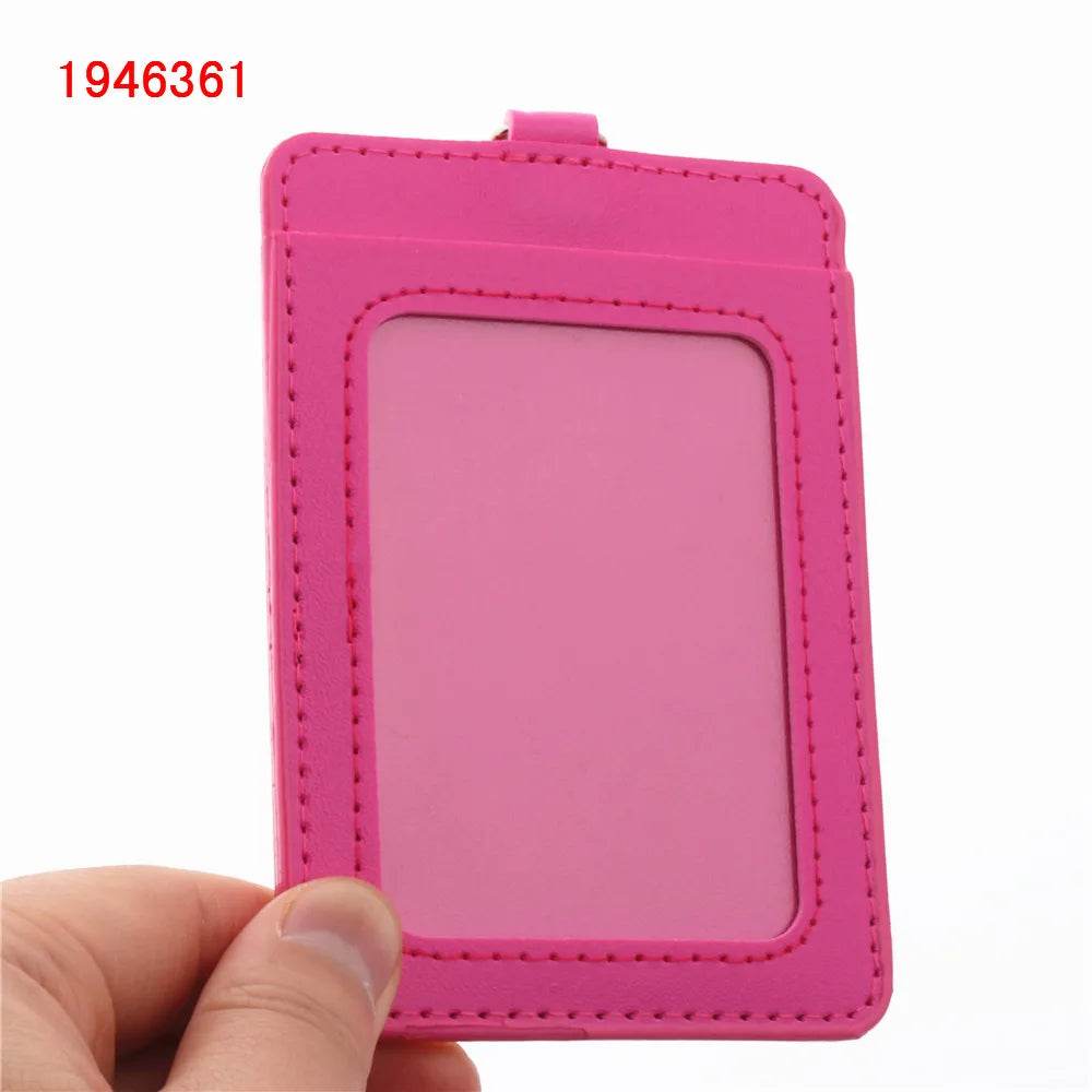 Luxury quality 610 PU Leather material double card sleeve ID Badge Case Clear Bank Credit Card Badge Holder Accessories PU-A3