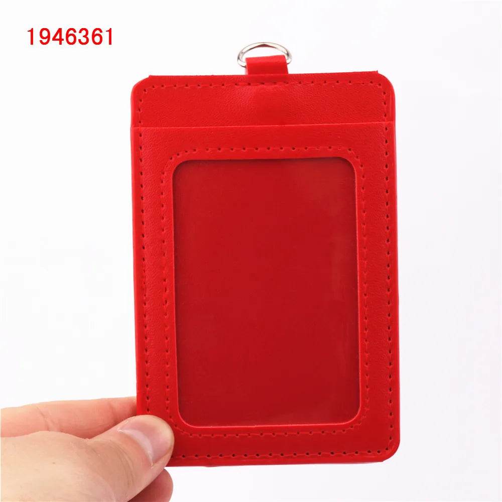 Luxury quality 610 PU Leather material double card sleeve ID Badge Case Clear Bank Credit Card Badge Holder Accessories PU-A1
