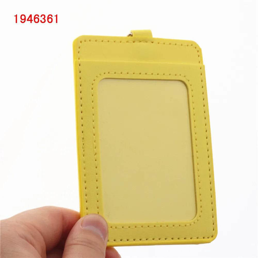 Luxury quality 610 PU Leather material double card sleeve ID Badge Case Clear Bank Credit Card Badge Holder Accessories PU-A10