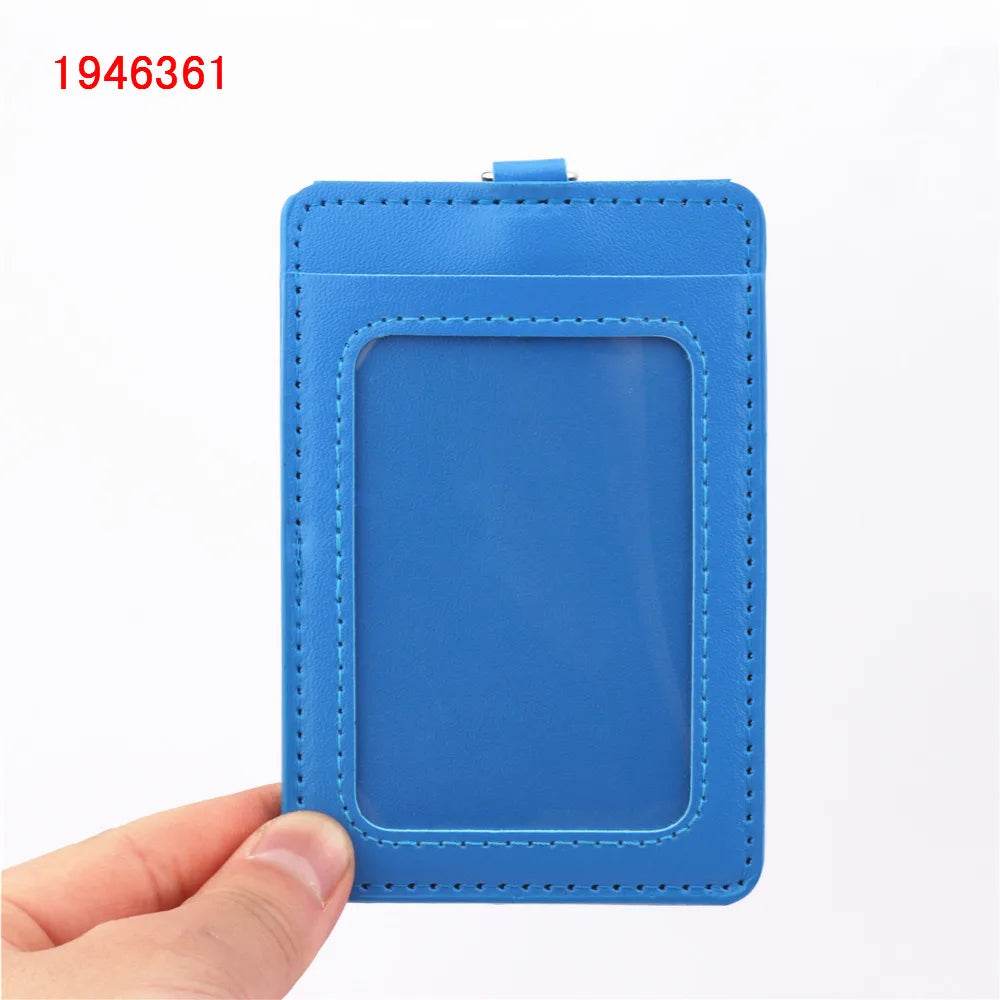 Luxury quality 610 PU Leather material double card sleeve ID Badge Case Clear Bank Credit Card Badge Holder Accessories PU-A13
