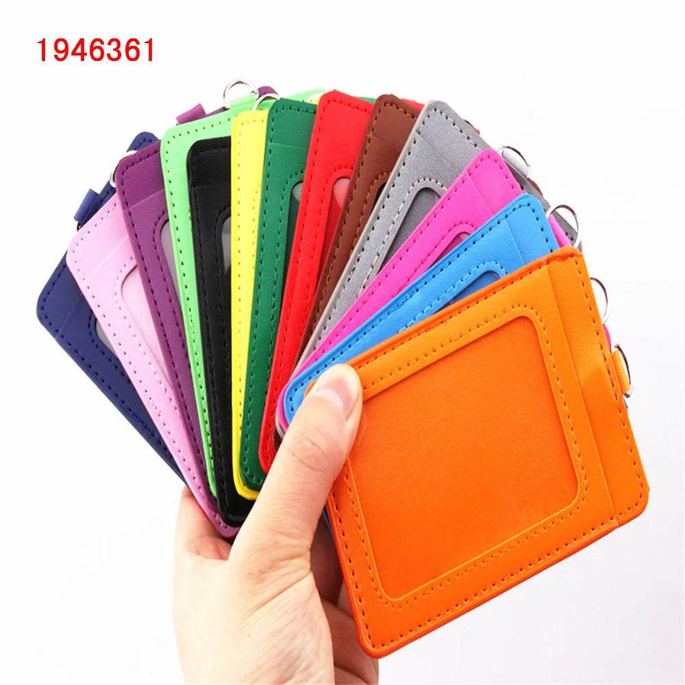 Luxury quality 610 PU Leather material double card sleeve ID Badge Case Clear Bank Credit Card Badge Holder Accessories