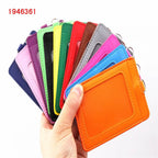 Luxury quality 610 PU Leather material double card sleeve ID Badge Case Clear Bank Credit Card Badge Holder Accessories
