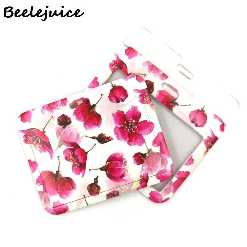 Red Flowers Art Retractable Badge Reel Lanyard Nurse ID Business Credit Card Work Card Badge Holder Office Student Clips ID Card