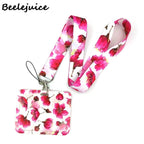 Red Flowers Art Retractable Badge Reel Lanyard Nurse ID Business Credit Card Work Card Badge Holder Office Student Clips ID Card