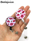 Red Flowers Art Retractable Badge Reel Lanyard Nurse ID Business Credit Card Work Card Badge Holder Office Student Clips ID Card