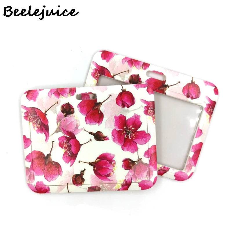 Red Flowers Art Retractable Badge Reel Lanyard Nurse ID Business Credit Card Work Card Badge Holder Office Student Clips ID Card