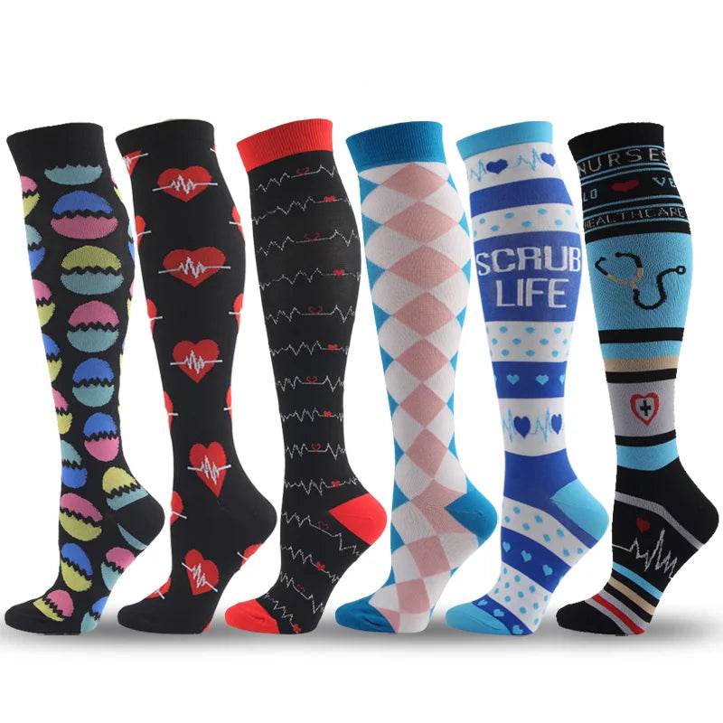 Compression Socks Men Women Running Sports Compression Stocking For Anti Fatigue Pain Relief Knee Prevent Varicose Veins Socks