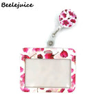 Red Flowers Art Retractable Badge Reel Lanyard Nurse ID Business Credit Card Work Card Badge Holder Office Student Clips ID Card