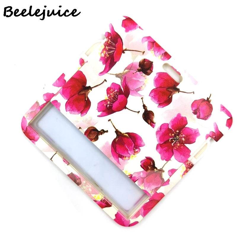 Red Flowers Art Retractable Badge Reel Lanyard Nurse ID Business Credit Card Work Card Badge Holder Office Student Clips ID Card 5