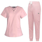 Jogger Scrubs Set for Women, Solid Color Scrub Sets, Multiple Pockets, V-neck