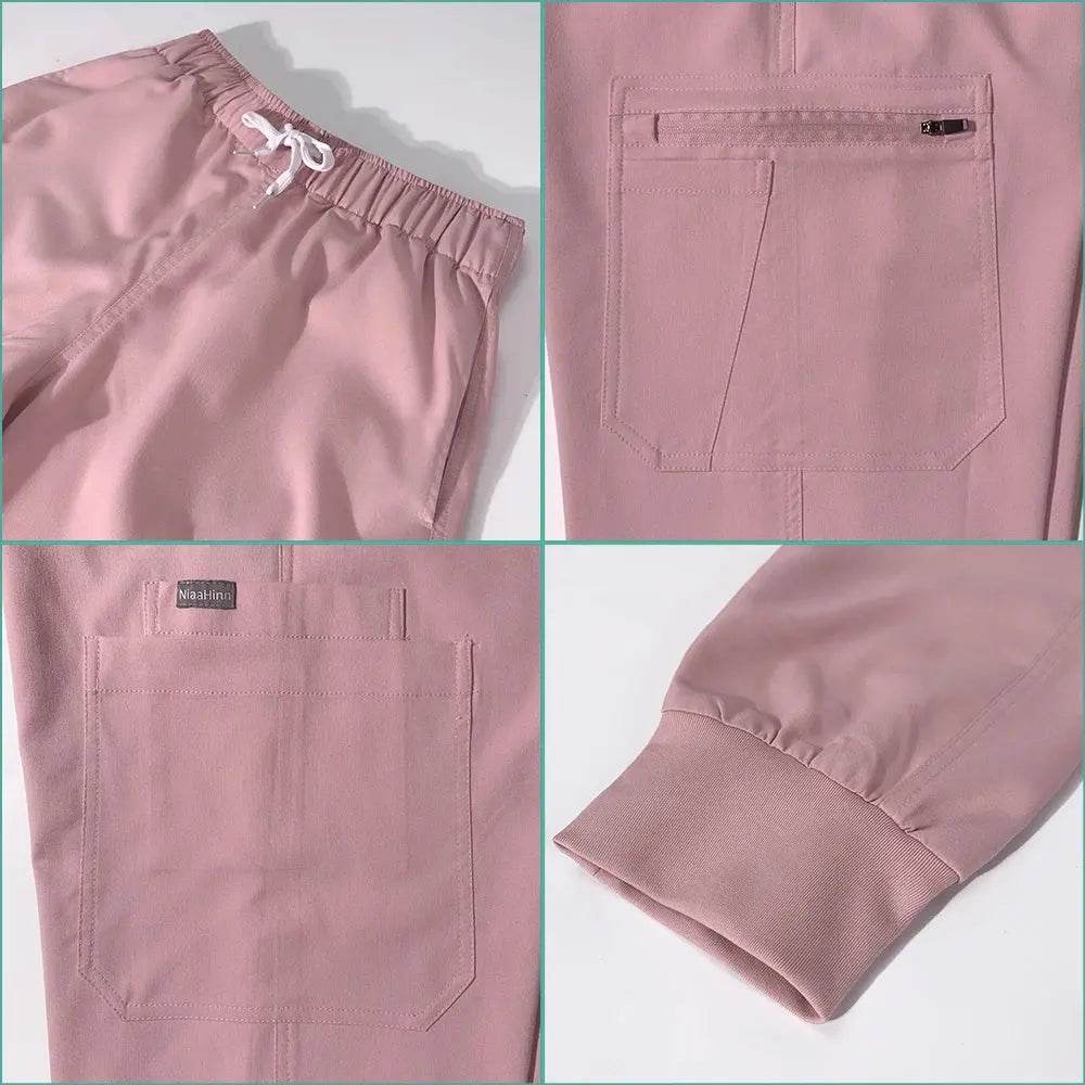 Jogger Scrubs Set for Women, Solid Color Scrub Sets, Multiple Pockets, V-neck