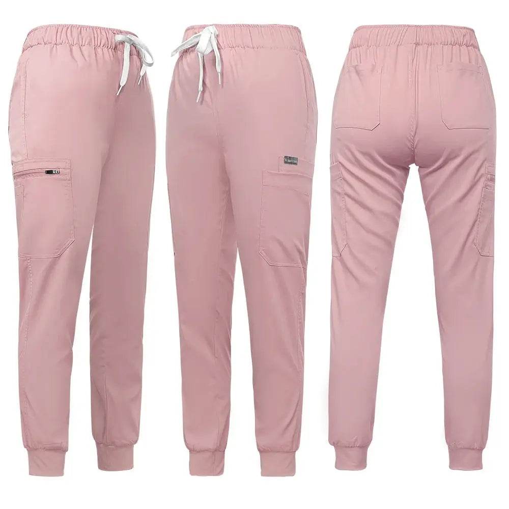 Jogger Scrubs Set for Women, Solid Color Scrub Sets, Multiple Pockets, V-neck