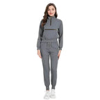 Long Sleeve Scrub Jacket and Matching Pants Set, Jogging Style, Scrubs Sets 42035 grey