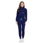 Long Sleeve Scrub Jacket and Matching Pants Set, Jogging Style, Scrubs Sets 42035 navy blue