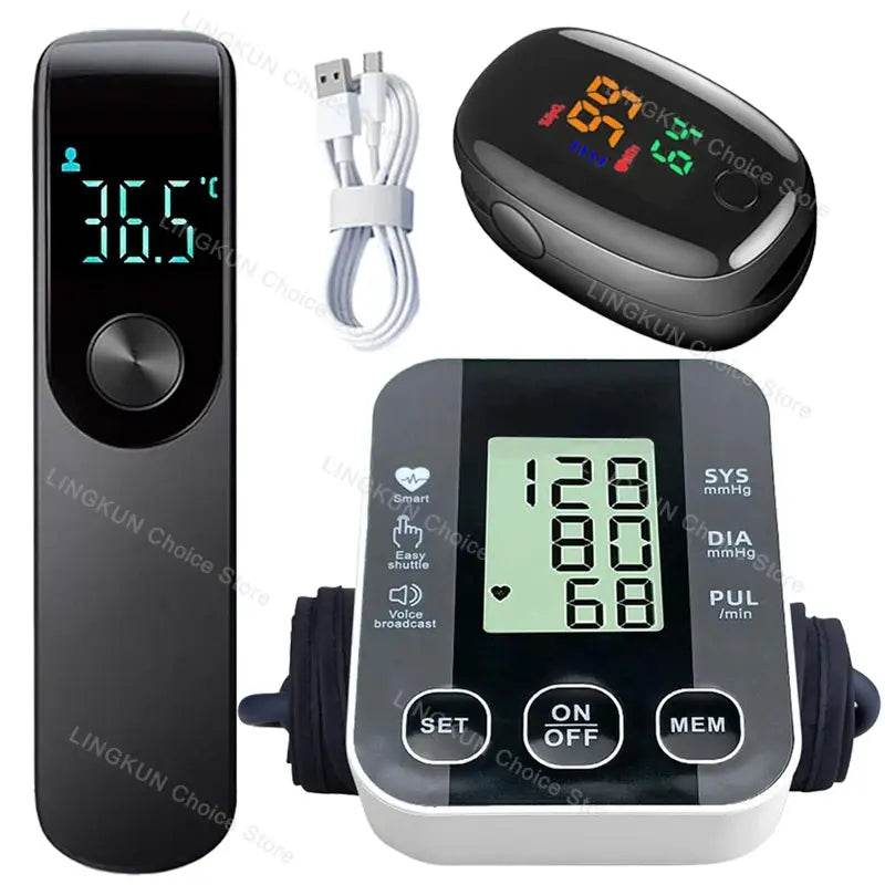 Medical Arm Blood Pressure Cuff, Thermometer, Pulse-Ox Set, Nurse, Doctor Set 10
