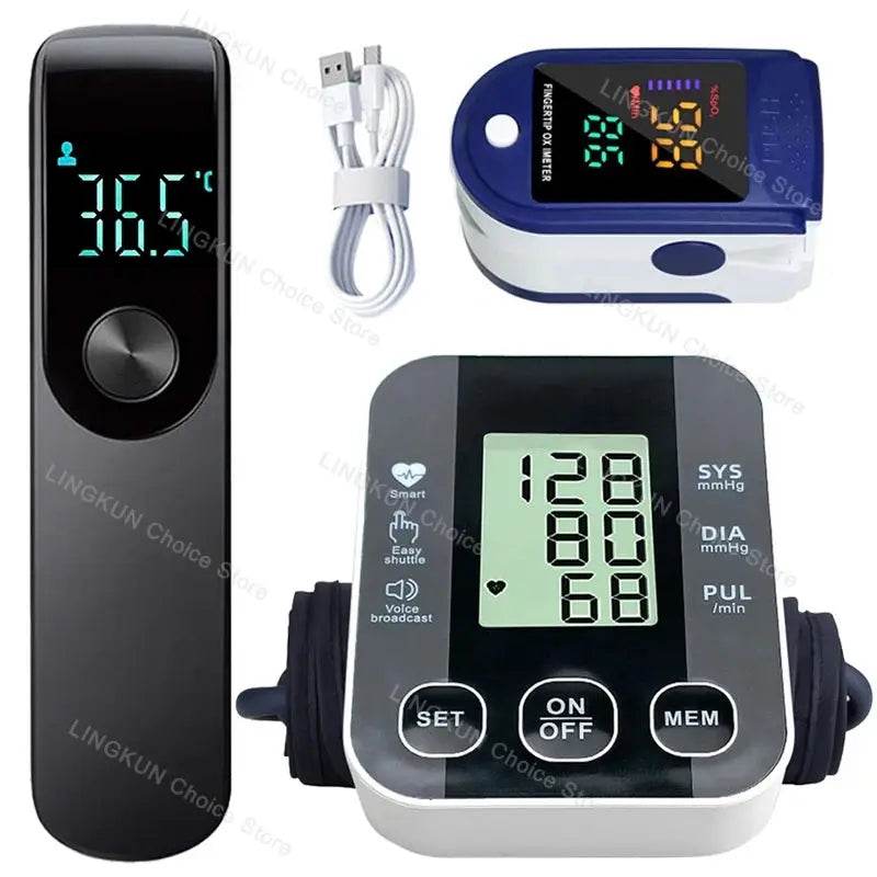 Medical Arm Blood Pressure Cuff, Thermometer, Pulse-Ox Set, Nurse, Doctor Set 5