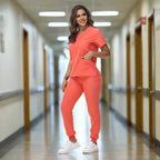 Medical Scrubs, Uniform, Doctor and Nurse Scrubs, Quick-Dry, 2 Piece Set Top and Jogger Style Bottom