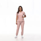 Medical Scrubs, Uniform, Doctor and Nurse Scrubs, Quick-Dry, 2 Piece Set Top and Jogger Style Bottom Pink