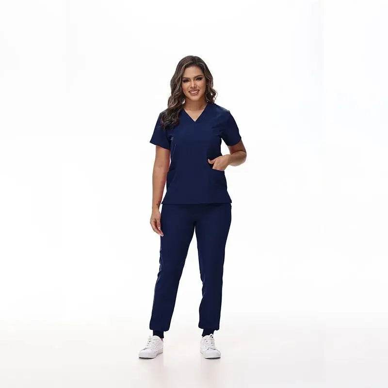 Medical Scrubs, Uniform, Doctor and Nurse Scrubs, Quick-Dry, 2 Piece Set Top and Jogger Style Bottom Navy