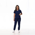 Medical Scrubs, Uniform, Doctor and Nurse Scrubs, Quick-Dry, 2 Piece Set Top and Jogger Style Bottom Navy