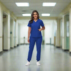 Medical Scrubs, Uniform, Doctor and Nurse Scrubs, Quick-Dry, 2 Piece Set Top and Jogger Style Bottom Rolal Blue
