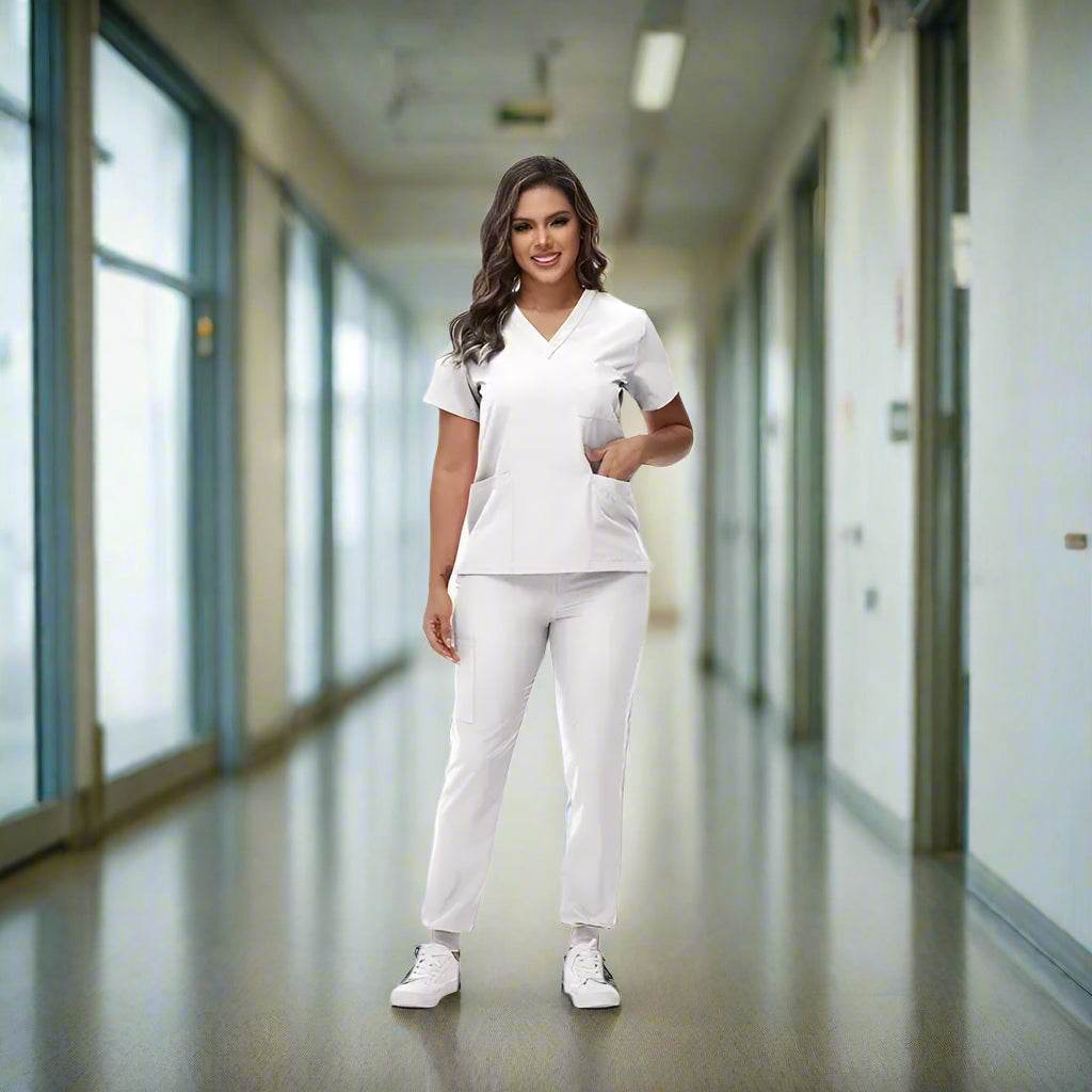 Medical Scrubs, Uniform, Doctor and Nurse Scrubs, Quick-Dry, 2 Piece Set Top and Jogger Style Bottom