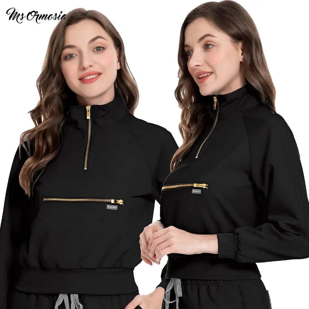 Medical Uniform Scrubs Jacket for Nurse, Doctor, Tech, Long Sleeves, Pockets