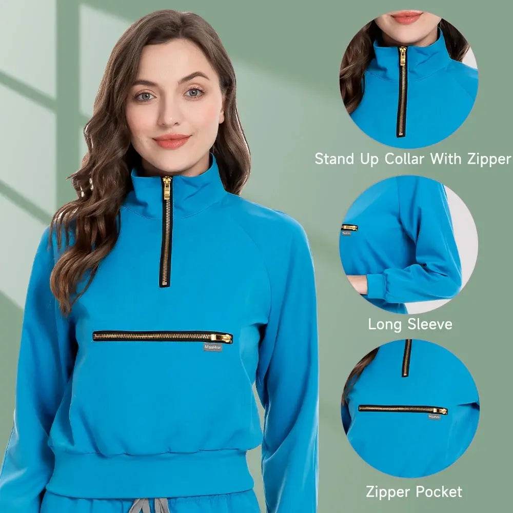 Medical Uniform Scrubs Jacket for Nurse, Doctor, Tech, Long Sleeves, Pockets